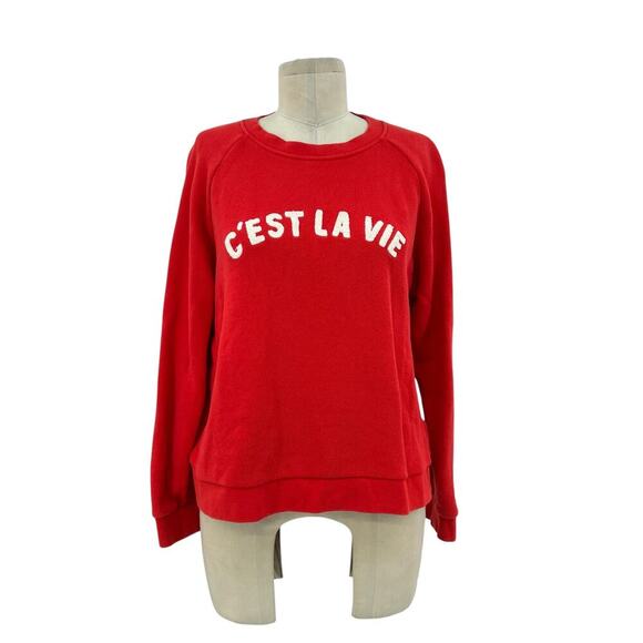 WHISTLES Cest La Vie Sweatshirt Top Red Size‎ Medium - Picture 2 of 11